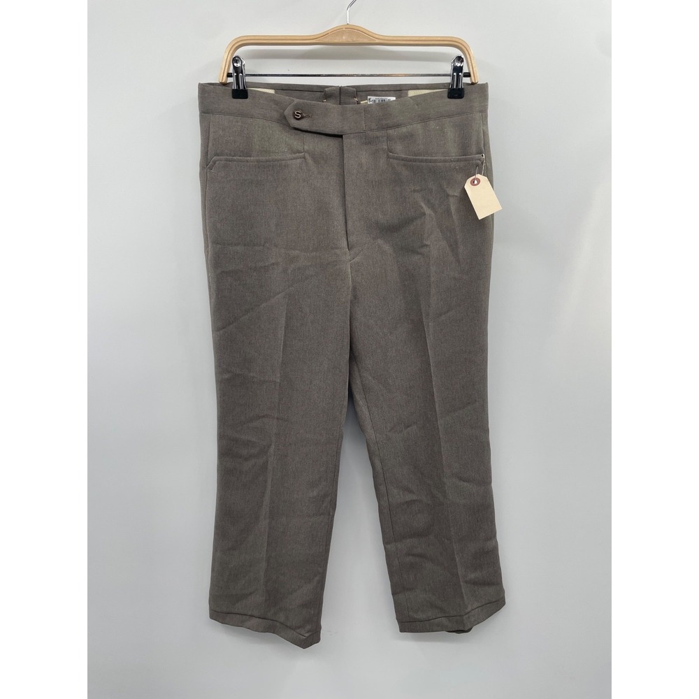 NWT Sansabelt Flat Front Dress Slacks Men's 33X26 Gray Extended Tab Waistband
